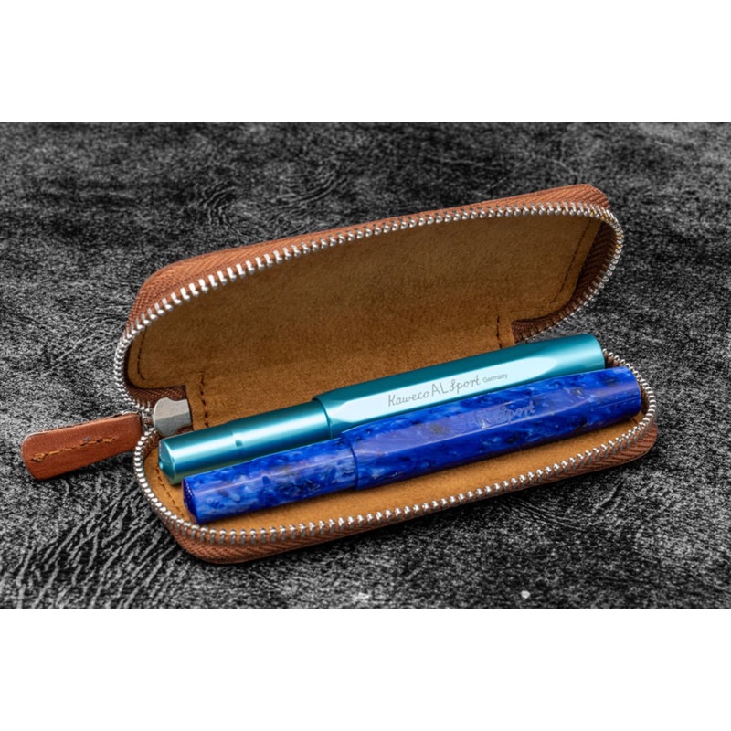 Galen Leather 2 Pen Case for Kaweco - Pocket Pen in Brown