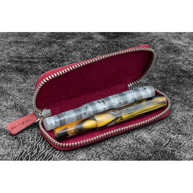 Galen Leather 2 Pen Case for Kaweco - Pocket Pen in Carmine Red