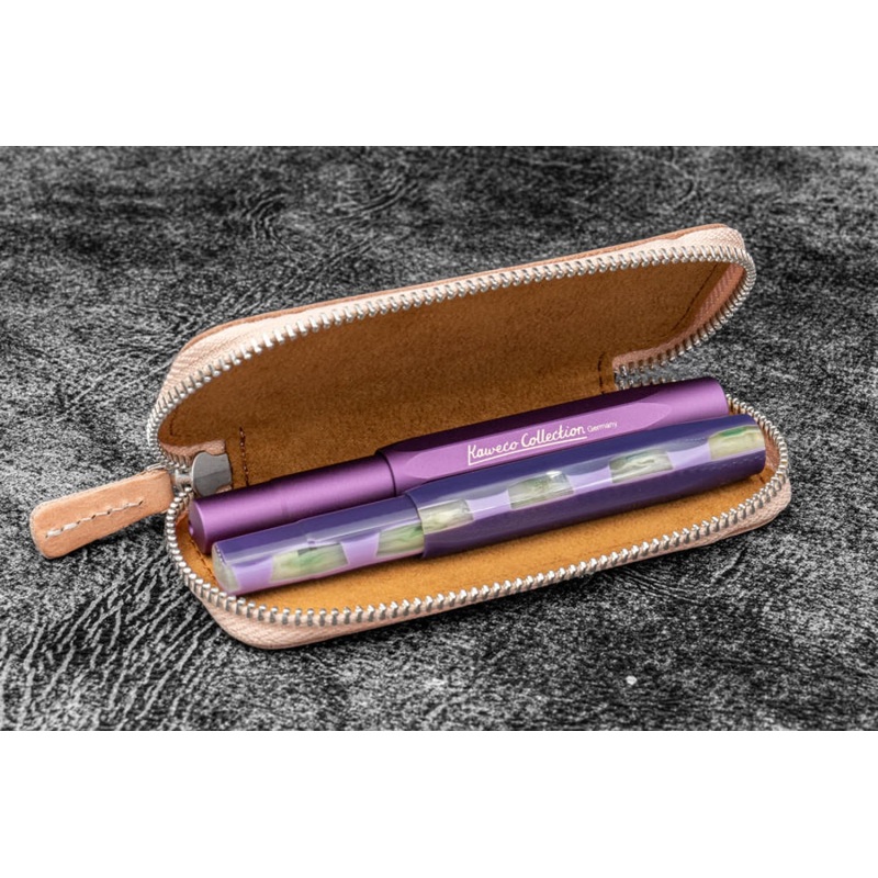 Galen Leather 2 Pen Case for Kaweco - Pocket Pen in Undyed Leather