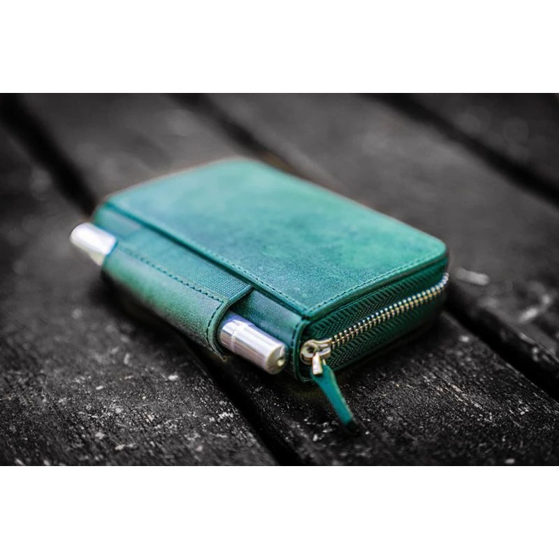 Galen Leather EDC Wallet in Crazy Horse Forest Green