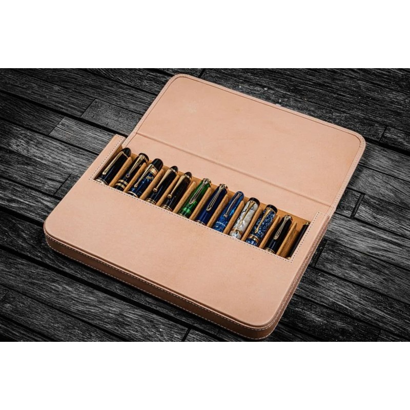 Galen Leather Magnum Opus 12 Slots Hard Pen Case in Undyed Leather