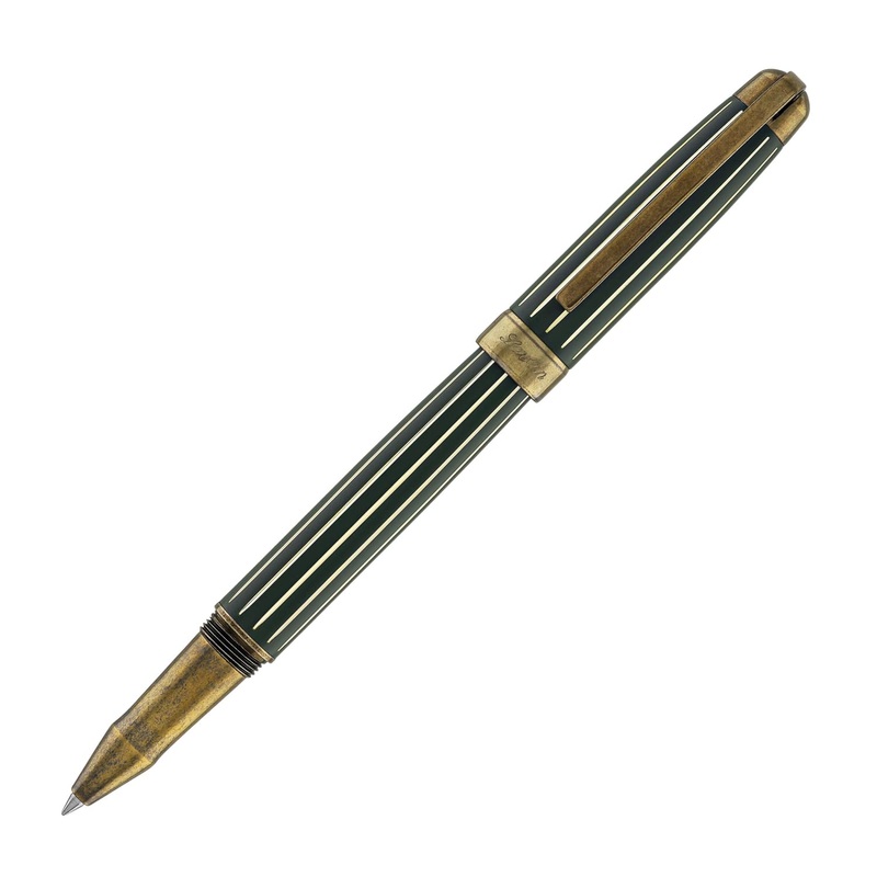 Laban Antique II Rollerball Pen in Green with Lines