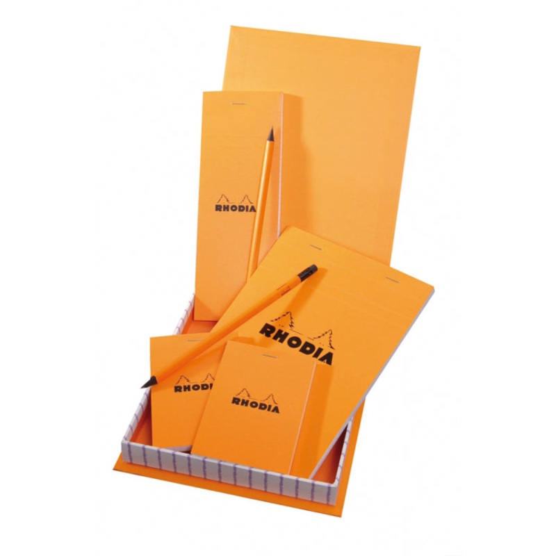 Rhodia Boutique Treasure Box in Orange - Four Notepads and Two Pencils