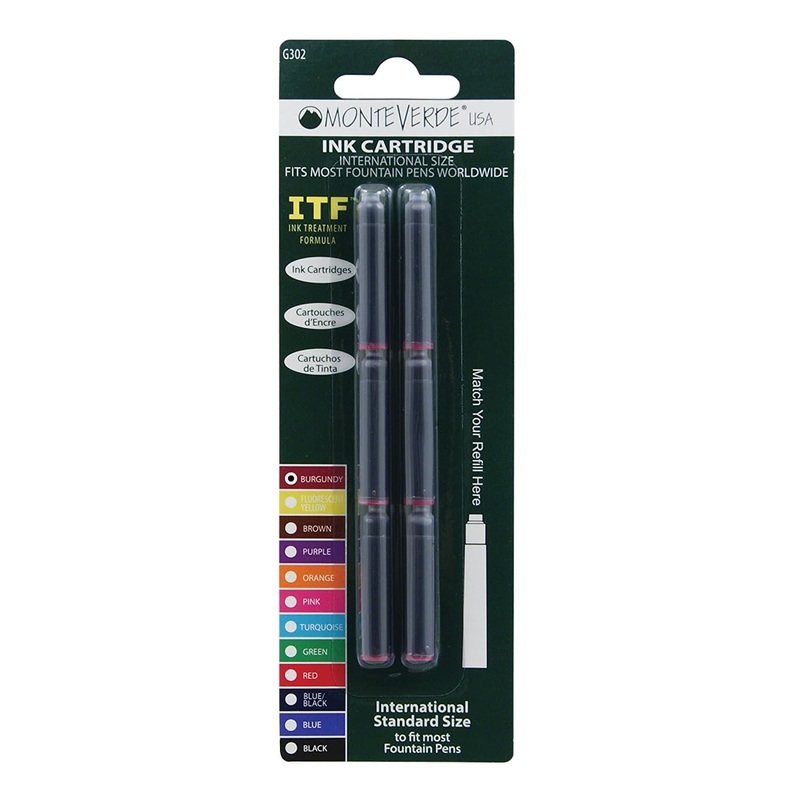 Monteverde Ink Cartridges International Size in Burgundy - Pack of 6