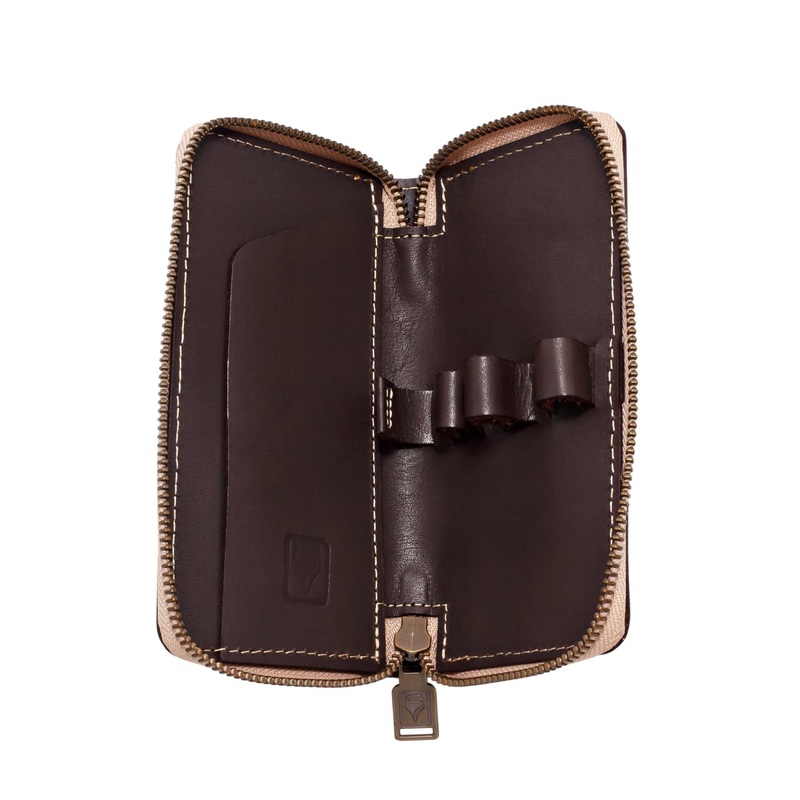 Shibui 3 Pen Case (Veg Tanned) in Choco Brown