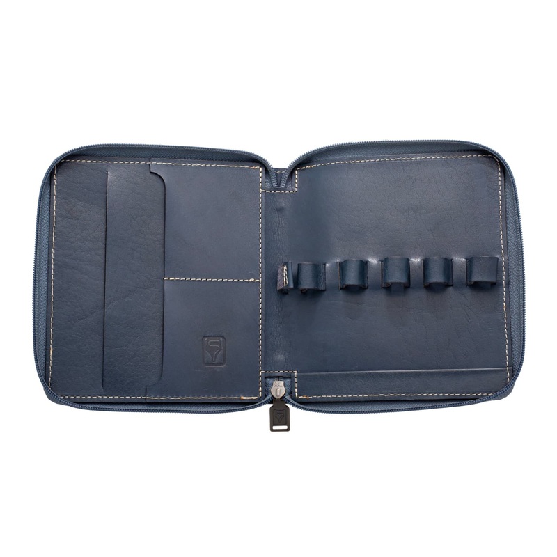 Shibui 5 Pen Case (Veg Tanned) in Deep Blue