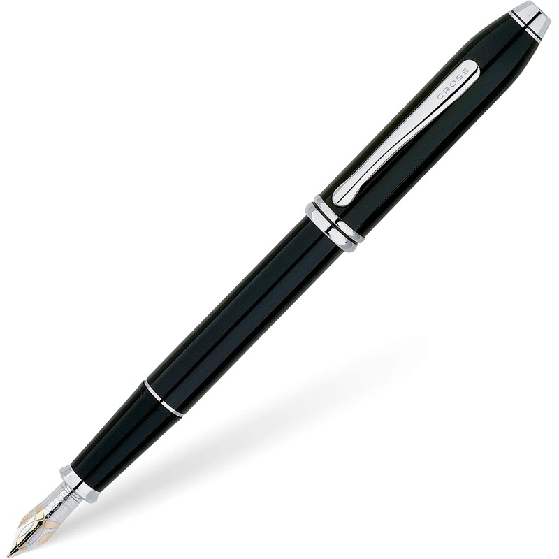 Cross Townsend Fountain Medium Point in Black Lacquer with Rhodium Plating