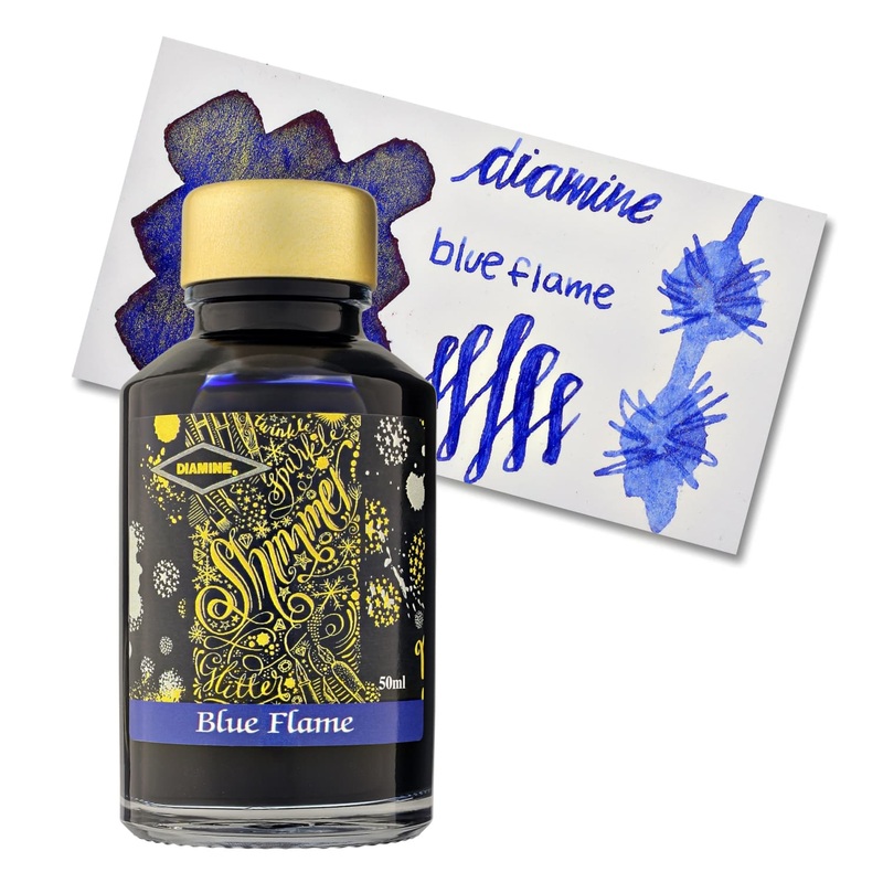 Diamine Shimmer Bottled Ink in Blue Flame - 50 mL