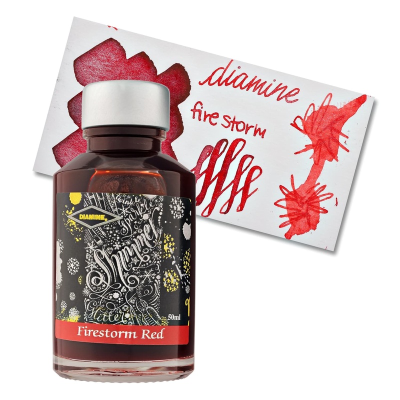 Diamine Shimmer Bottled Ink in Firestorm Red - 50 mL
