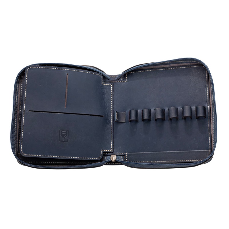 Shibui 12 Pen Case (Veg Tanned) in Deep Blue