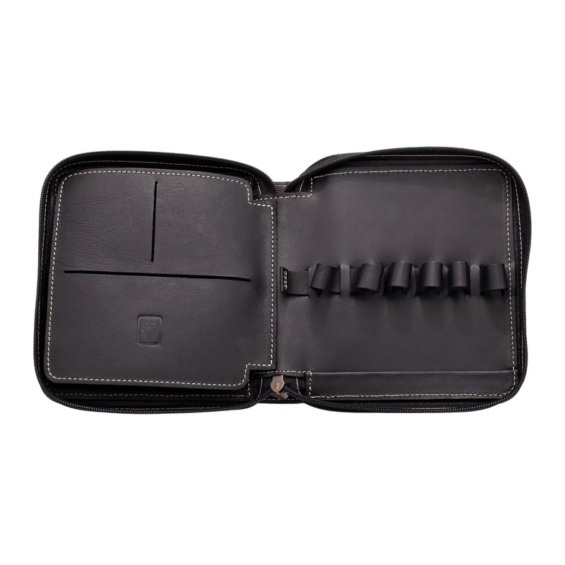Shibui 12 Pen Case (Veg Tanned) in Midnight Black