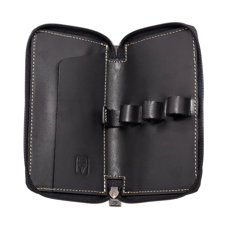 Shibui 3 Slot XL Pen Case for Larger Pens (Veg Tanned) in Midnight Black