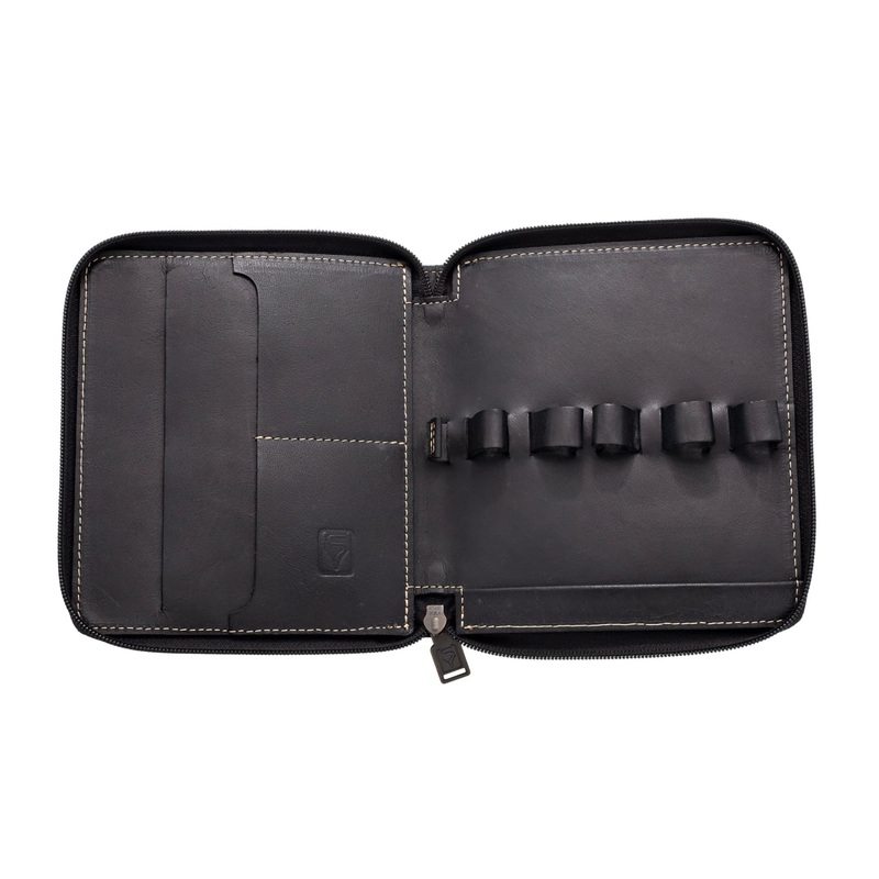 Shibui 5 Pen Case (Veg Tanned) in Midnight Black