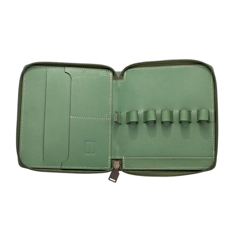 Shibui 5 Pen Case (Veg Tanned) in Sage Green