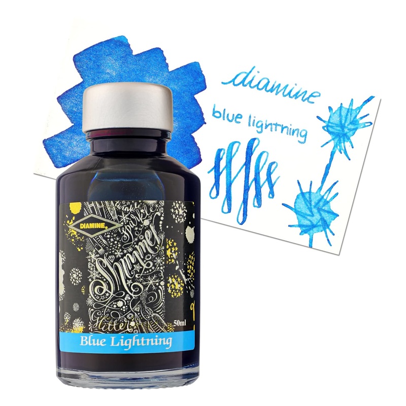 Diamine Shimmer Bottled Ink in Blue Lightning - 50 mL