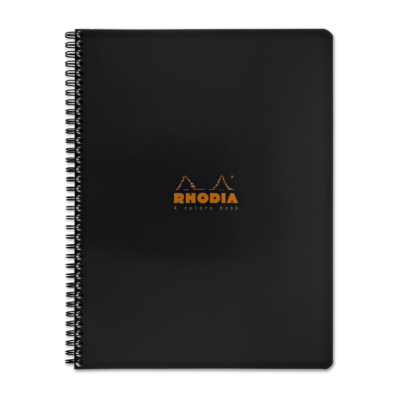 Rhodia Wirebound 4 Color Lined Paper Notebook in Black - 9 x 11.25