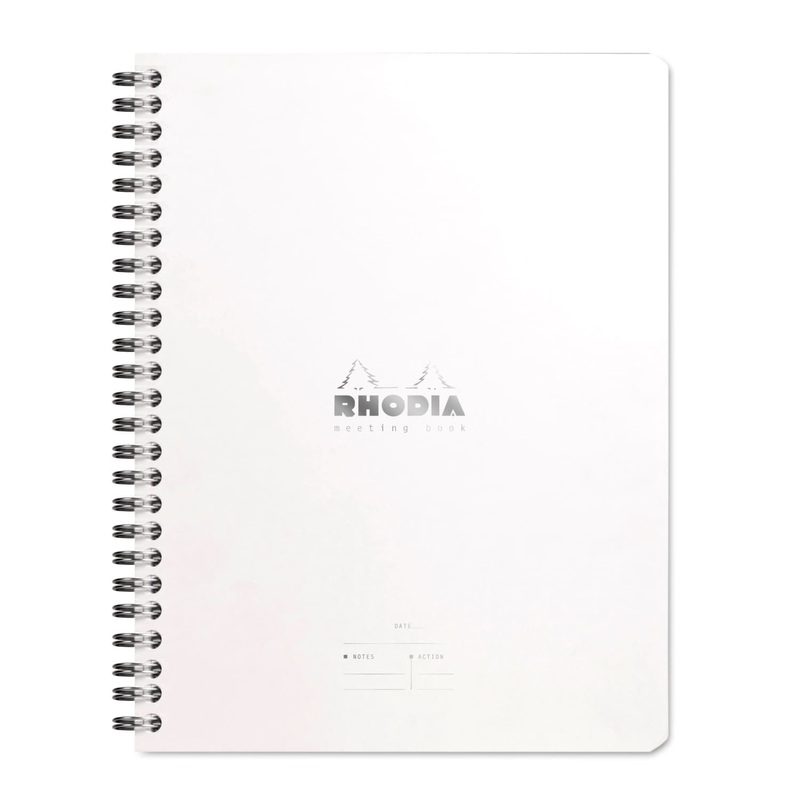 Rhodia Wiredbound Lined Meeting Book Notebook in Ice - 6.5 x 8.25