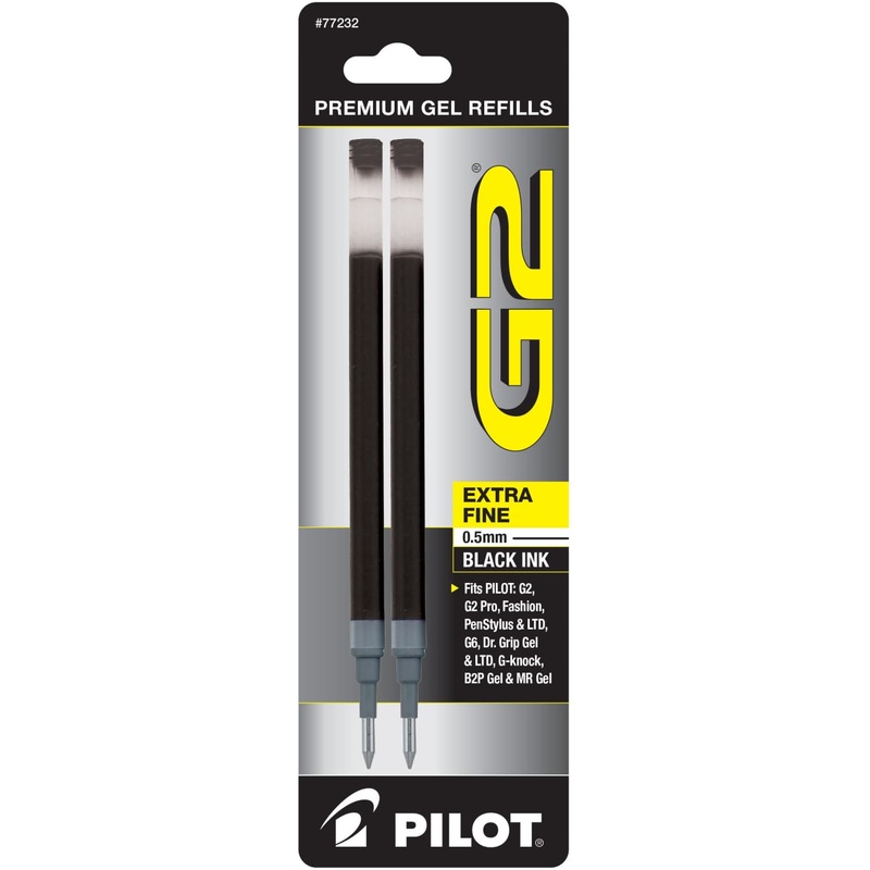 Pilot G2 Gel Refills in Black - Extra Fine Point - Pack of 2