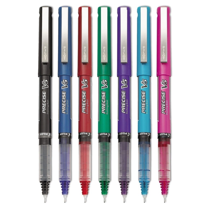 Pilot Precise V5 Rollerball Pens in Assorted Colors - Extra Fine Point - Pack of 7