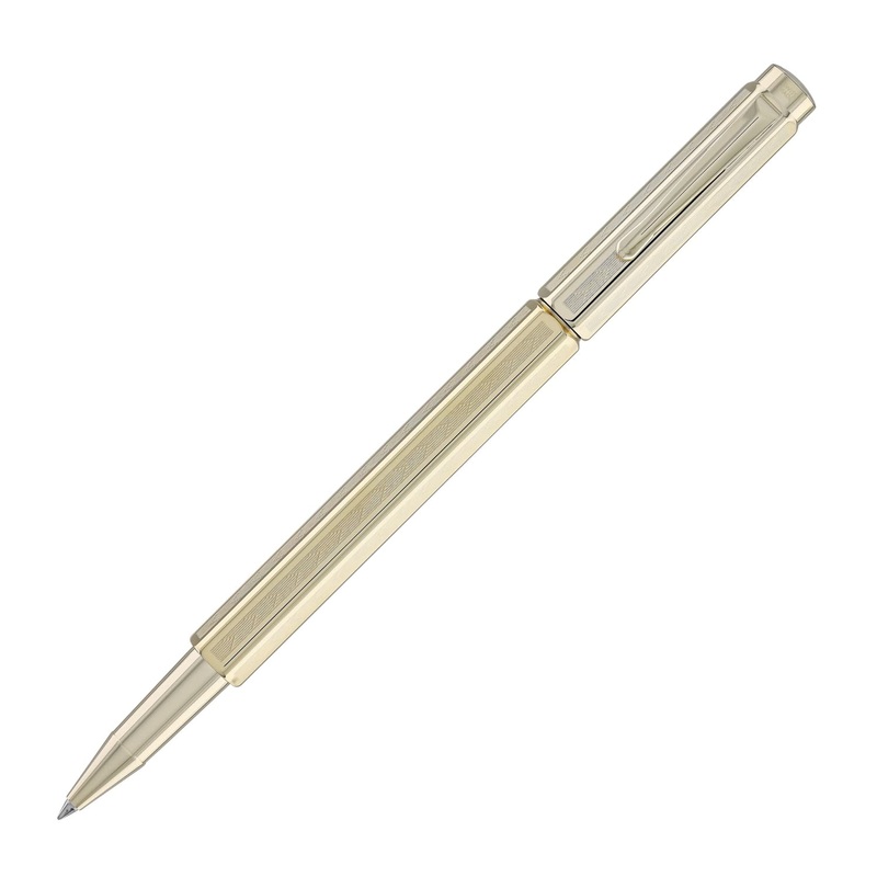 Caran d'Ache Ecridor Rollerball Pen in Gold Plated Chevron