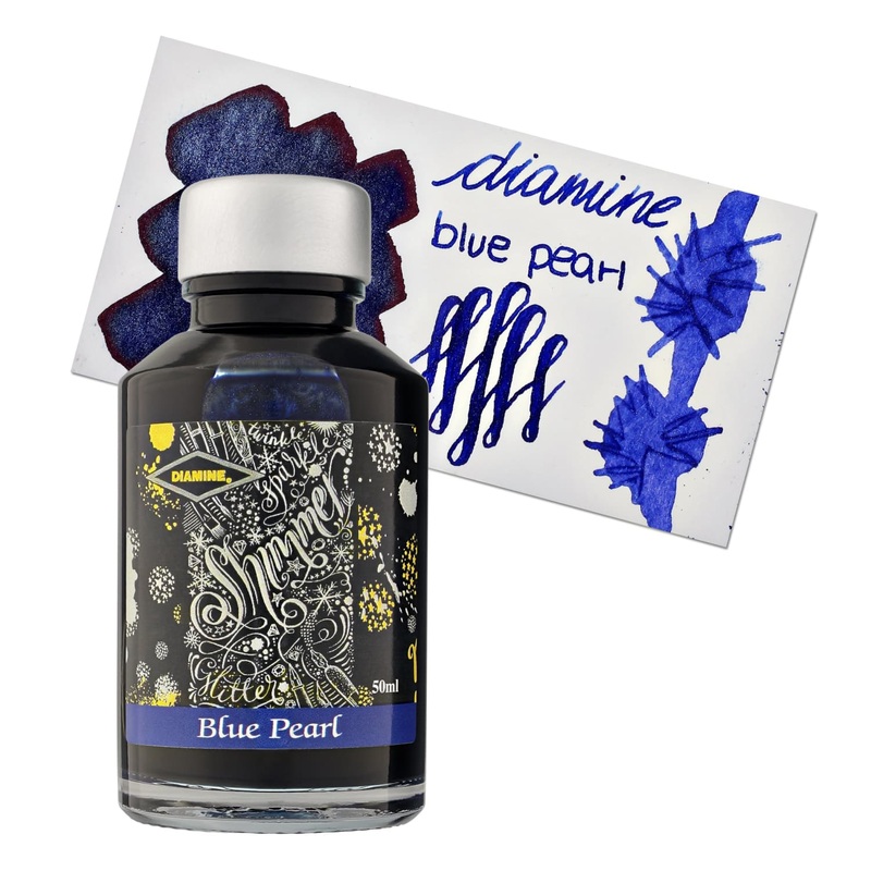 Diamine Shimmer Bottled Ink in Blue Pearl - 50 mL