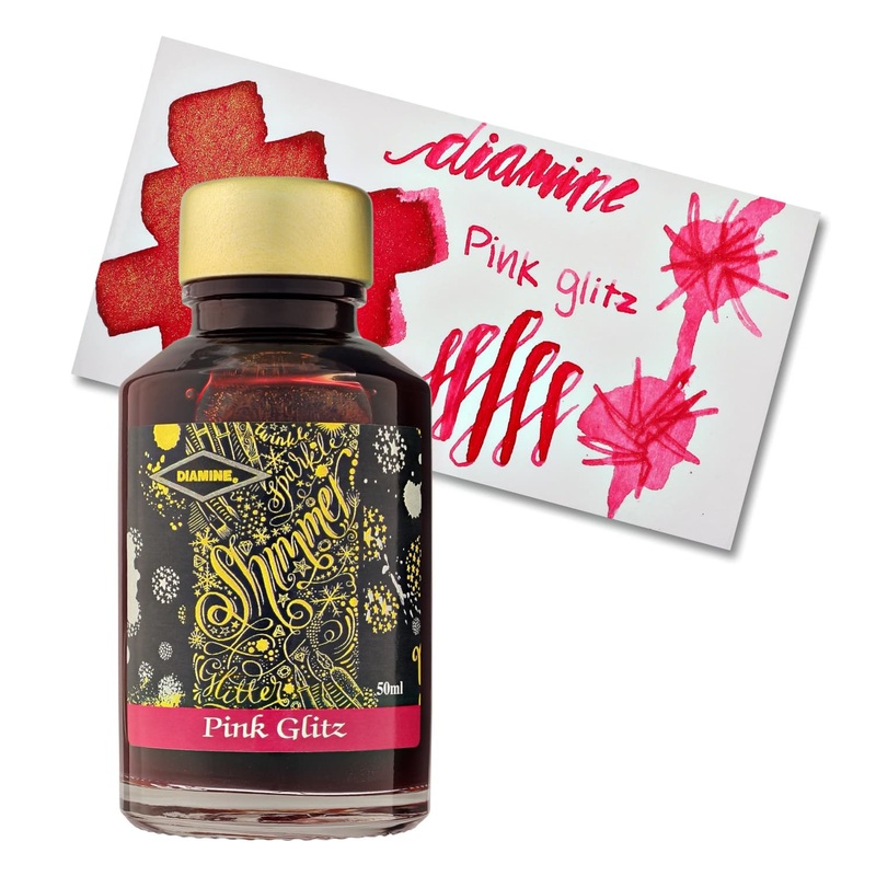 Diamine Shimmer Bottled Ink in Pink Glitz - 50 mL