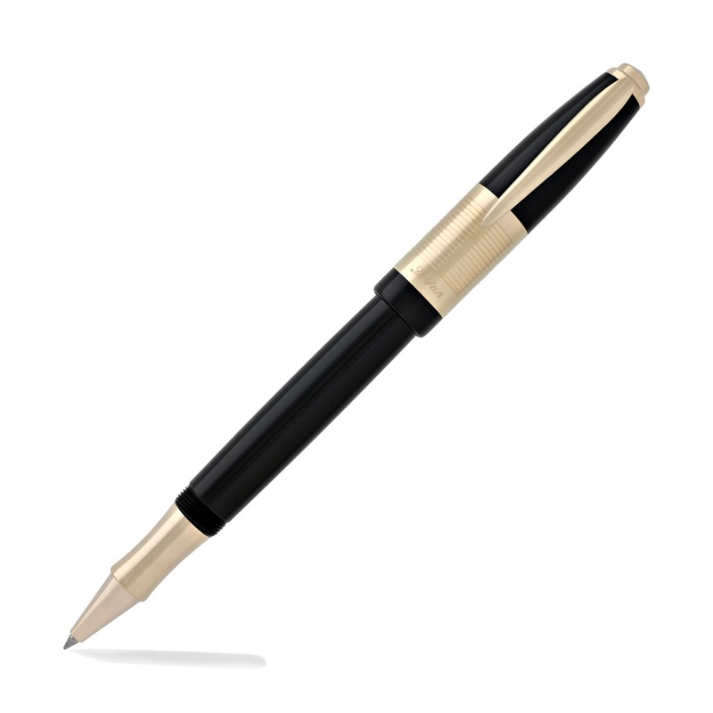 Laban Genghis Khan Rollerball Pen in Black with Gold Trim