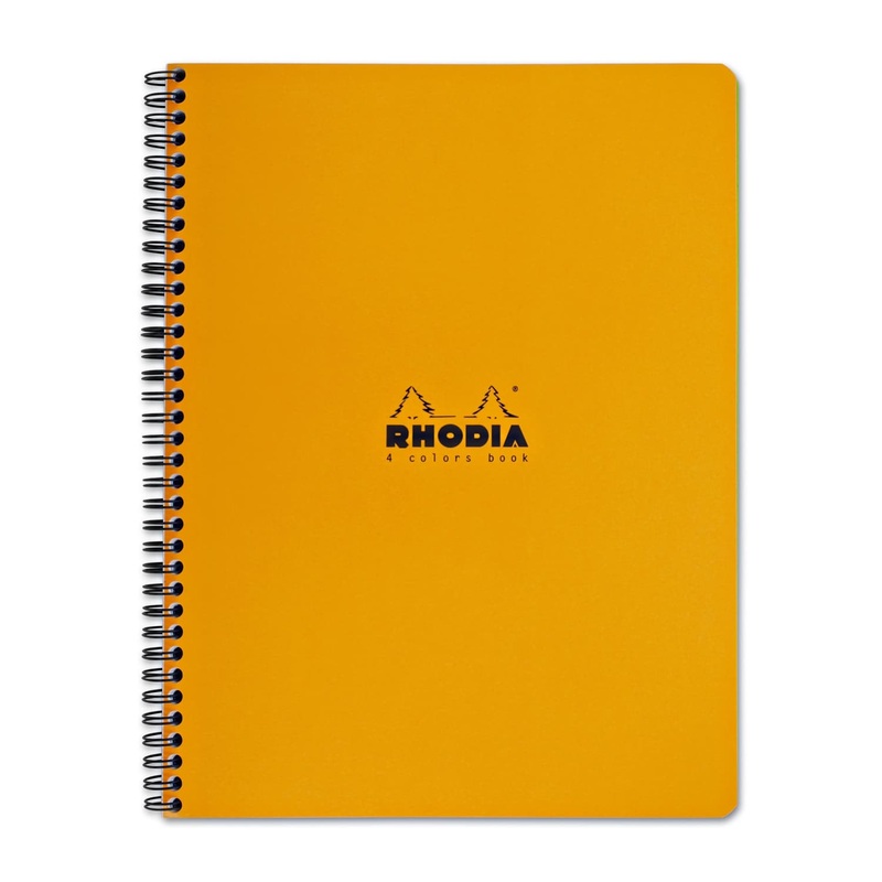 Rhodia Wirebound 4 Color Lined Paper Notebook in Orange - 9 x 11.25