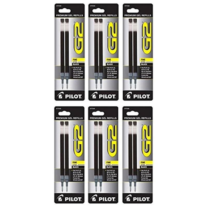 Pilot G2 Rollerball Gel Pen Refill in Black - Fine Point - Pack of 6