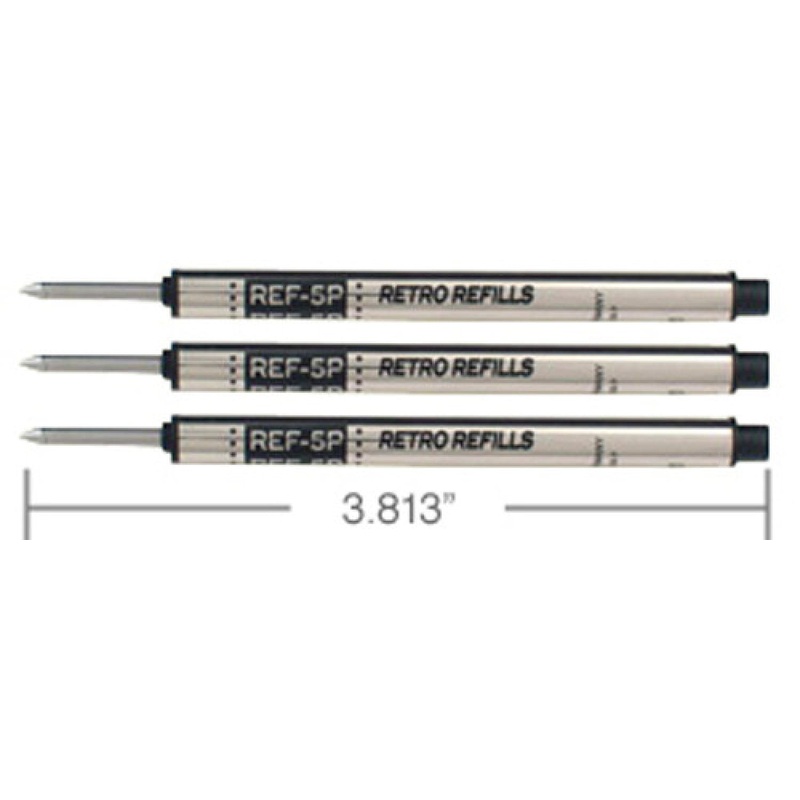 Retro 51 Retractable Rollerball Pen Refill in Black - Pack of 3