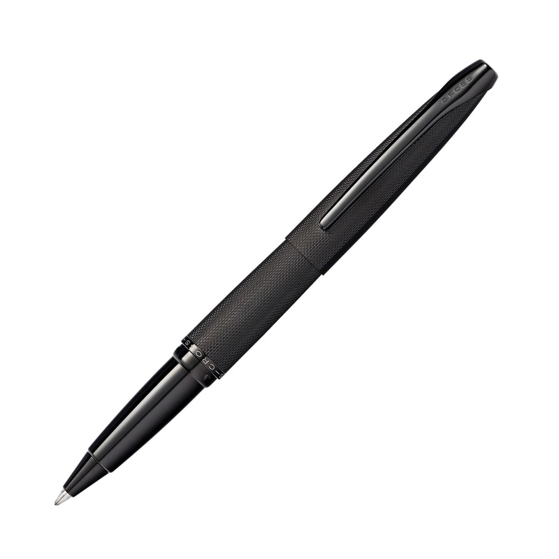 Cross ATX Rollerball Pen in Brushed Black PVD with Etched Diamond Pattern