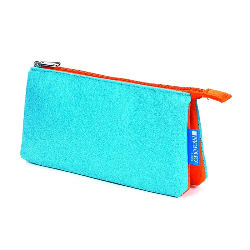 Itoya Profolio Small Midtown Pouch in Ocean and Orange