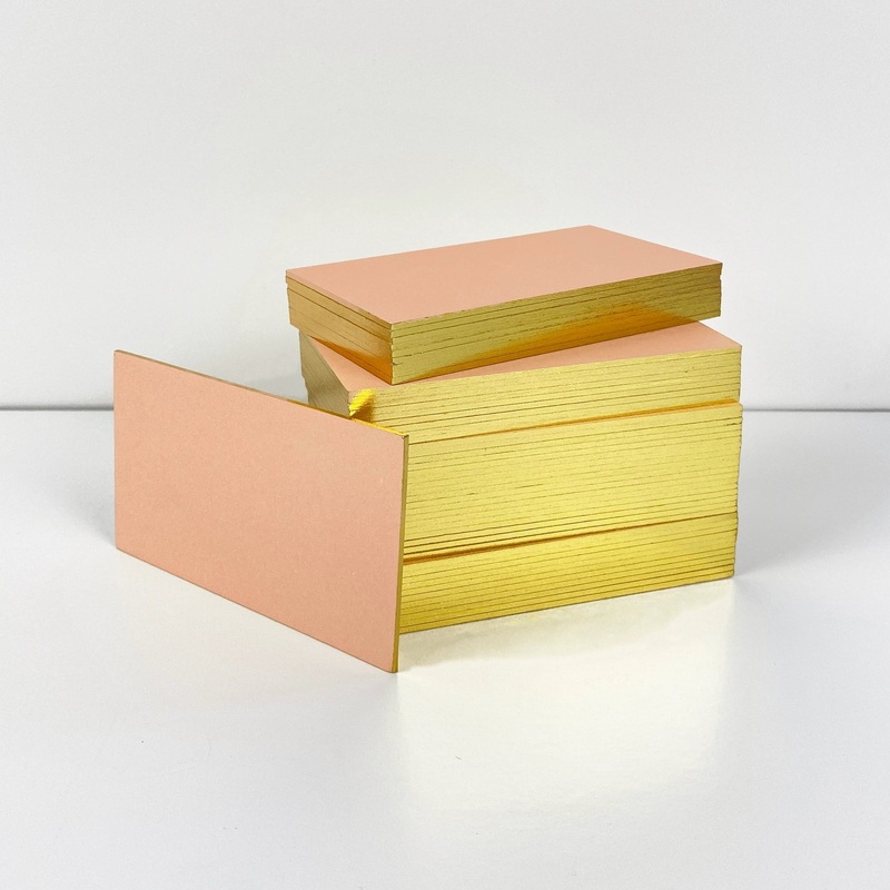 W co. Blush Business/Place Cards with Gold Edging (2 x 3.5)