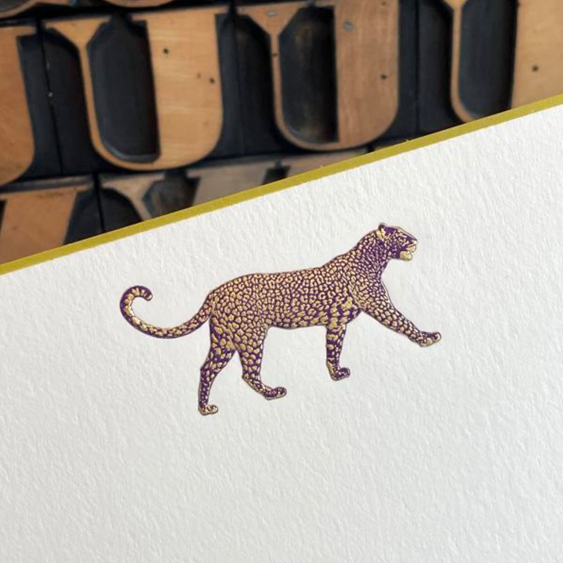 The Printery Engraved Cards -  Aubergine Leopard Note (10ct.)