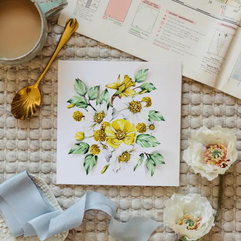 Bouquet Pop Out Floral Watercolour Greetings Card