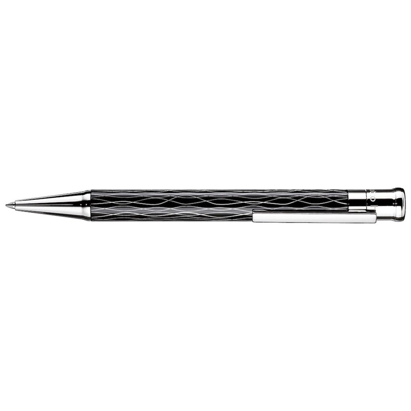 Otto Hutt Design 04 Black and Platinum Wave - Ballpoint Pen