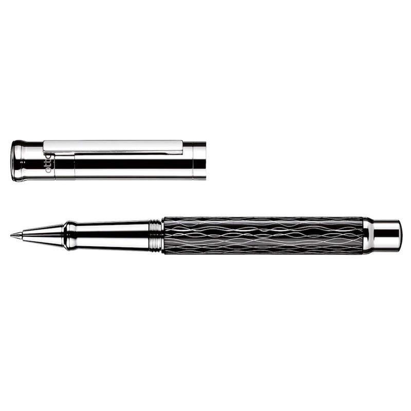 Otto Hutt Design 04 Black and Platinum Wave - Rollerball