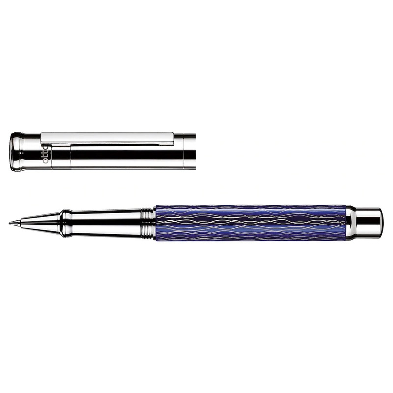 Otto Hutt Design 04 Blue and Platinum Wave - Rollerball