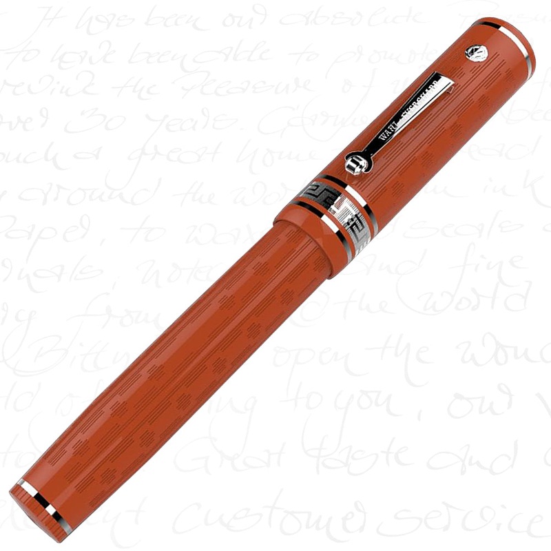 Wahl Eversharp Deco Band Gatsby Orange / Rodium Etched Ebonite Fountain Pen Super Flex