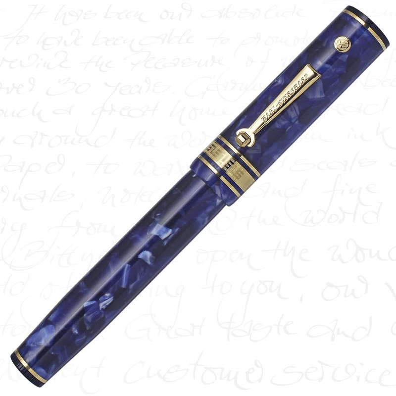 Wahl Eversharp Deco Band Positano Blue Gold Trim Fountain Pen Super-Flex