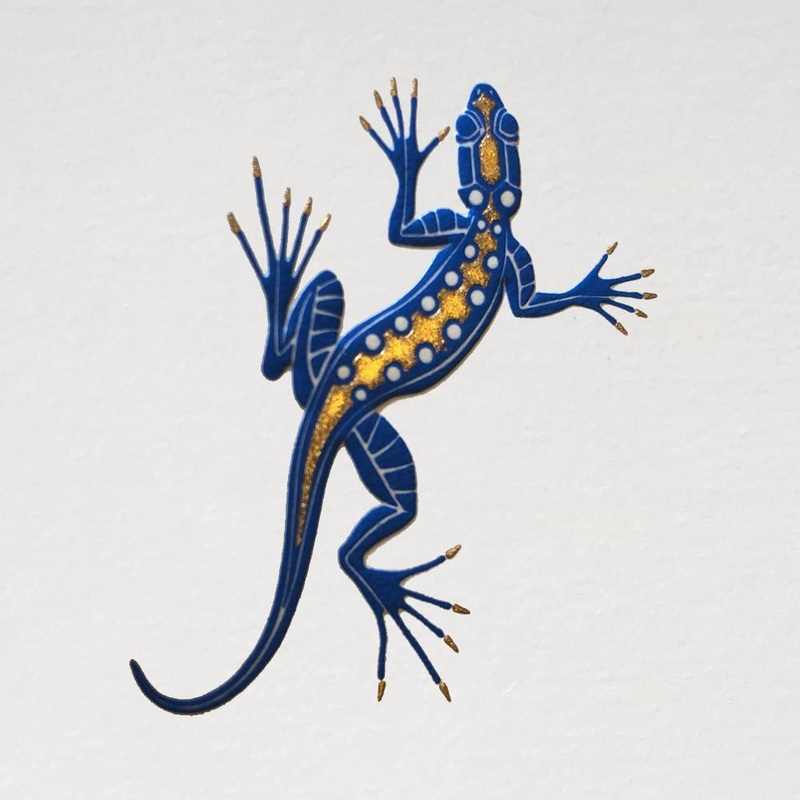The Pleasure of Writing Engraved Cards - Gecko (6ct)