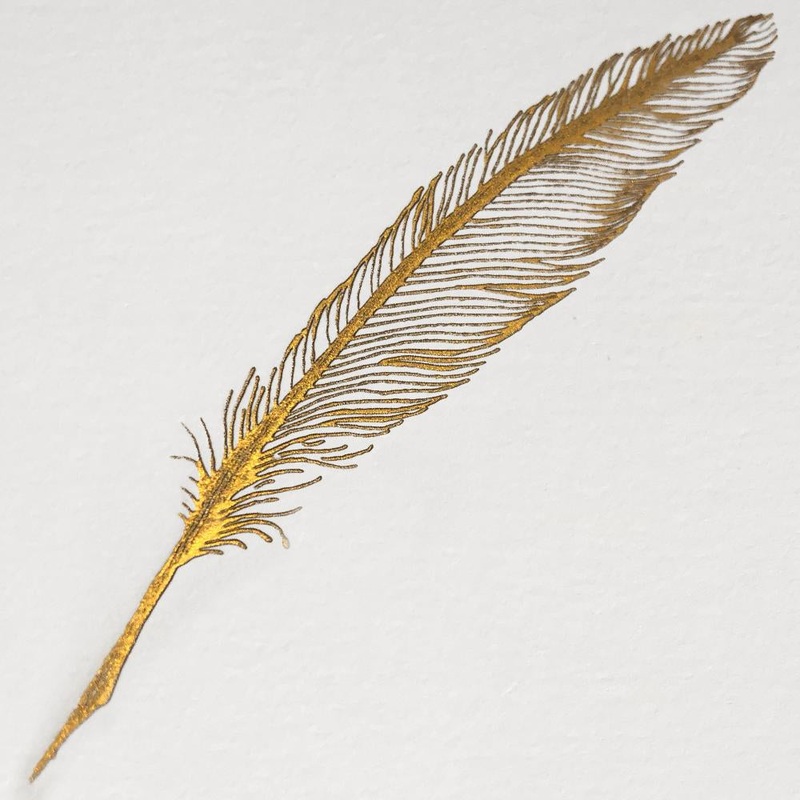 The Pleasure of Writing Engraved Cards - Gold Feather (6ct)