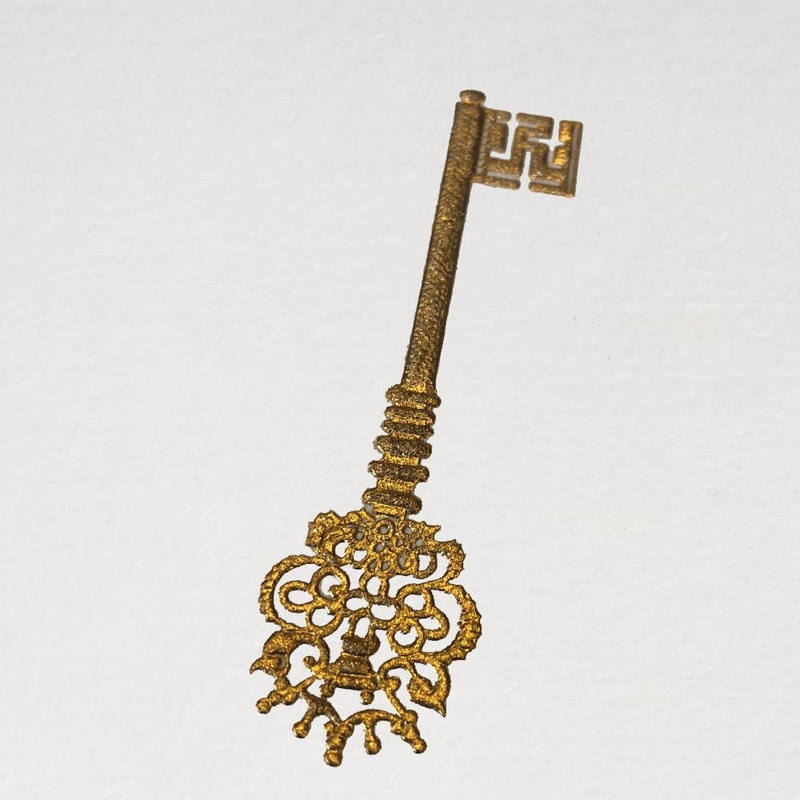 The Pleasure of Writing Engraved Cards - Golden Key  (6ct)