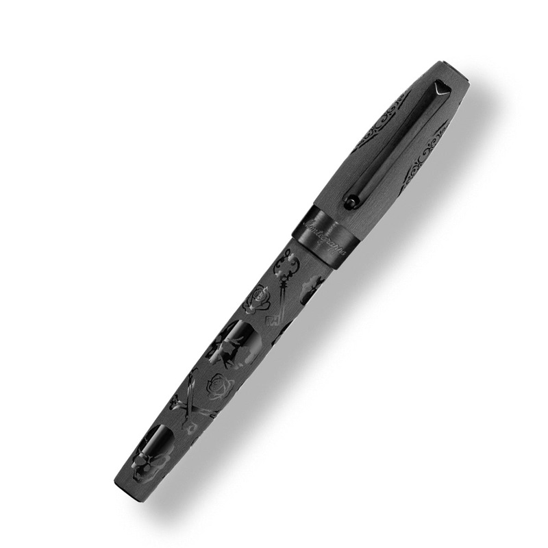 Montegrappa Fortuna Crowned Skull Metal Roller Black