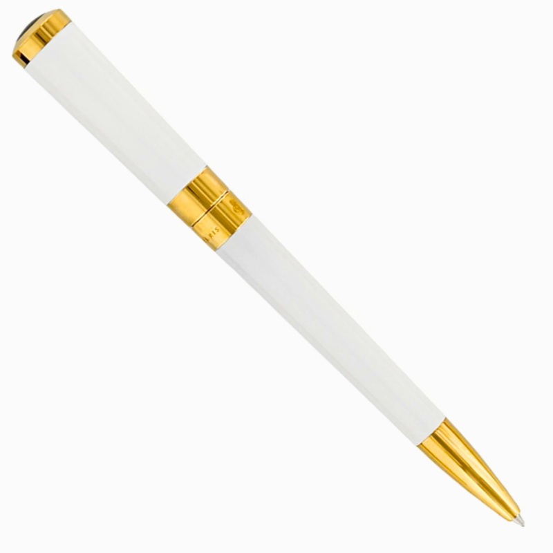 S.T. Dupont Liberte Ballpoint White Lacquer w/Gold Trim - Ballpoint