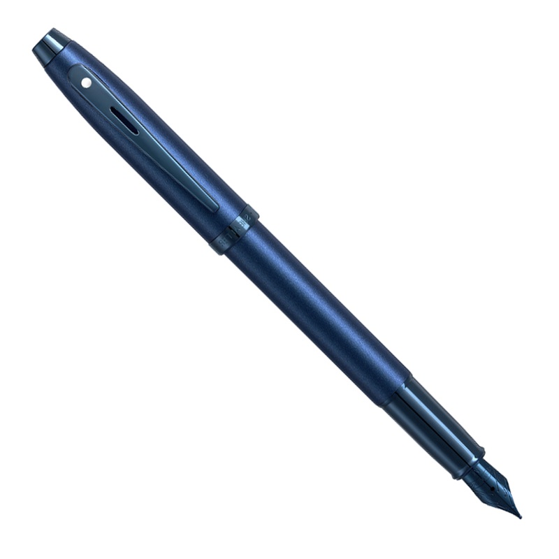 Sheaffer 100 Satin Blue w/PVD Blue Trim - Fountain Pen