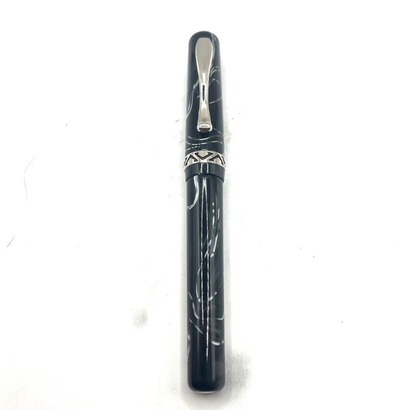 Visconti Marbled Lustrous Charcoal & White Kaleido Fountain Pen - Fine 18kt Gold Nib