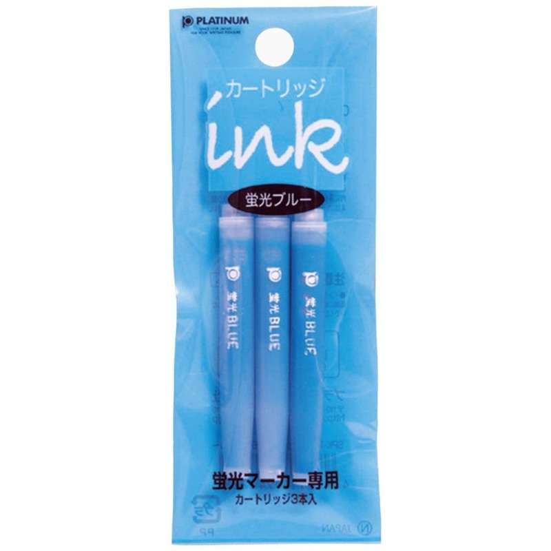 PLATINUM, Highlighter Ink Cartridge - BLUE (Not For Fountain Pen).