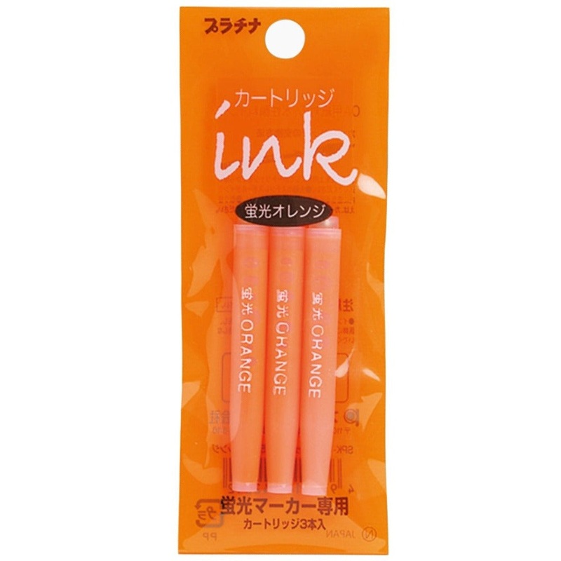 PLATINUM, Highlighter Ink Cartridge - ORANGE (Not For Fountain Pen).