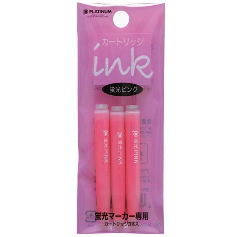 PLATINUM, Highlighter Ink Cartridge - PINK (Not For Fountain Pen).